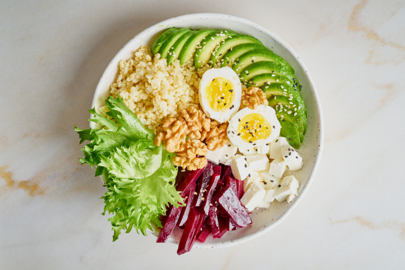 A plate of balanced food options.