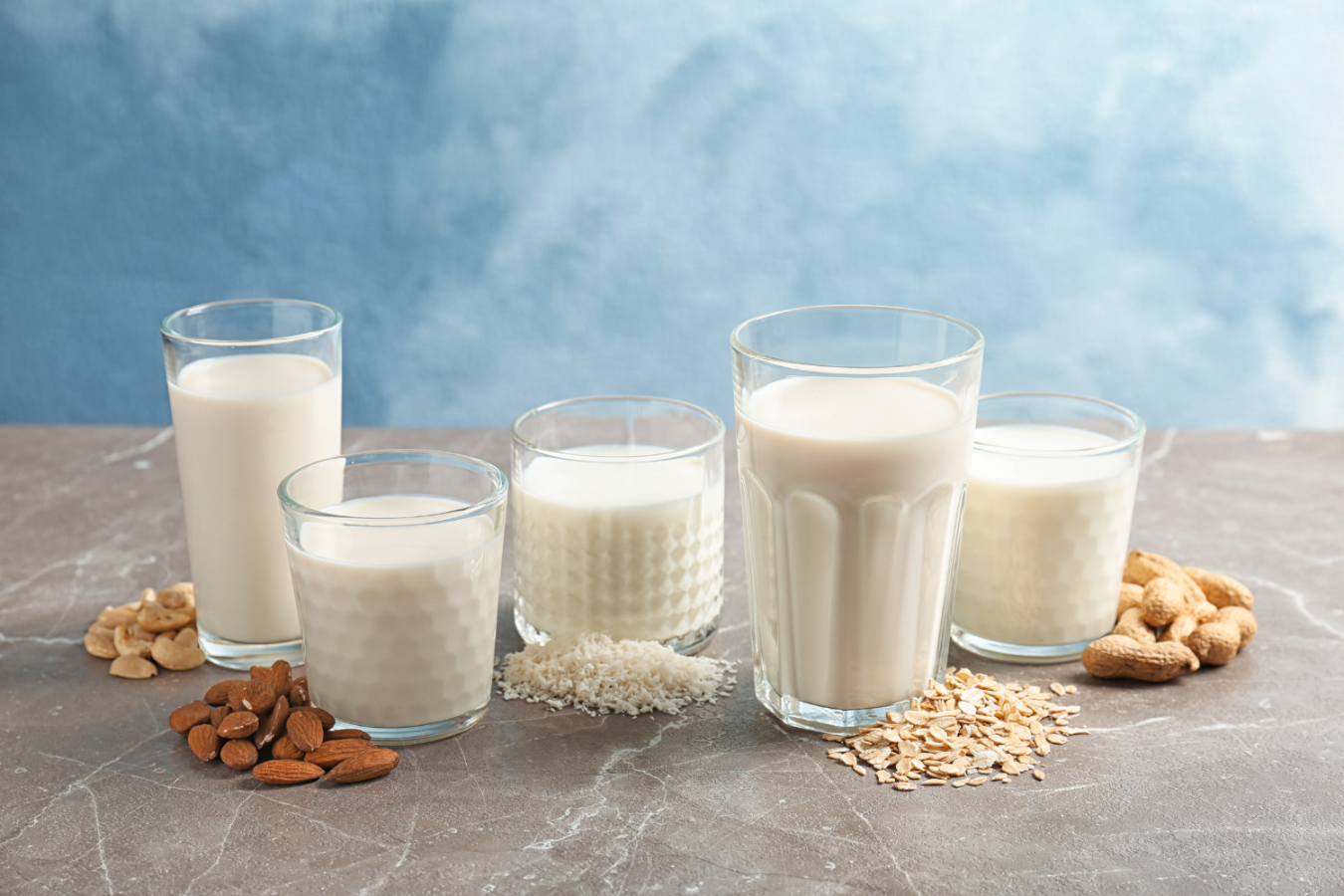 A lineup of different types of milk.