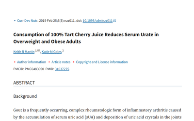 Tart Cherry Juice Reduces Uric Acid in Overweight Adults: A 2019 Study Review