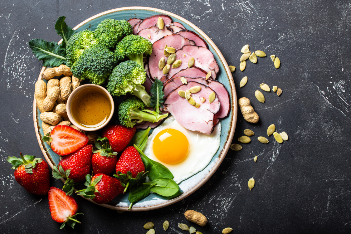 Balanced plate with low-sodium foods.