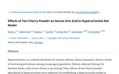 Tart Cherry Powder Effects on Uric Acid: A 2020 Rat Study Review