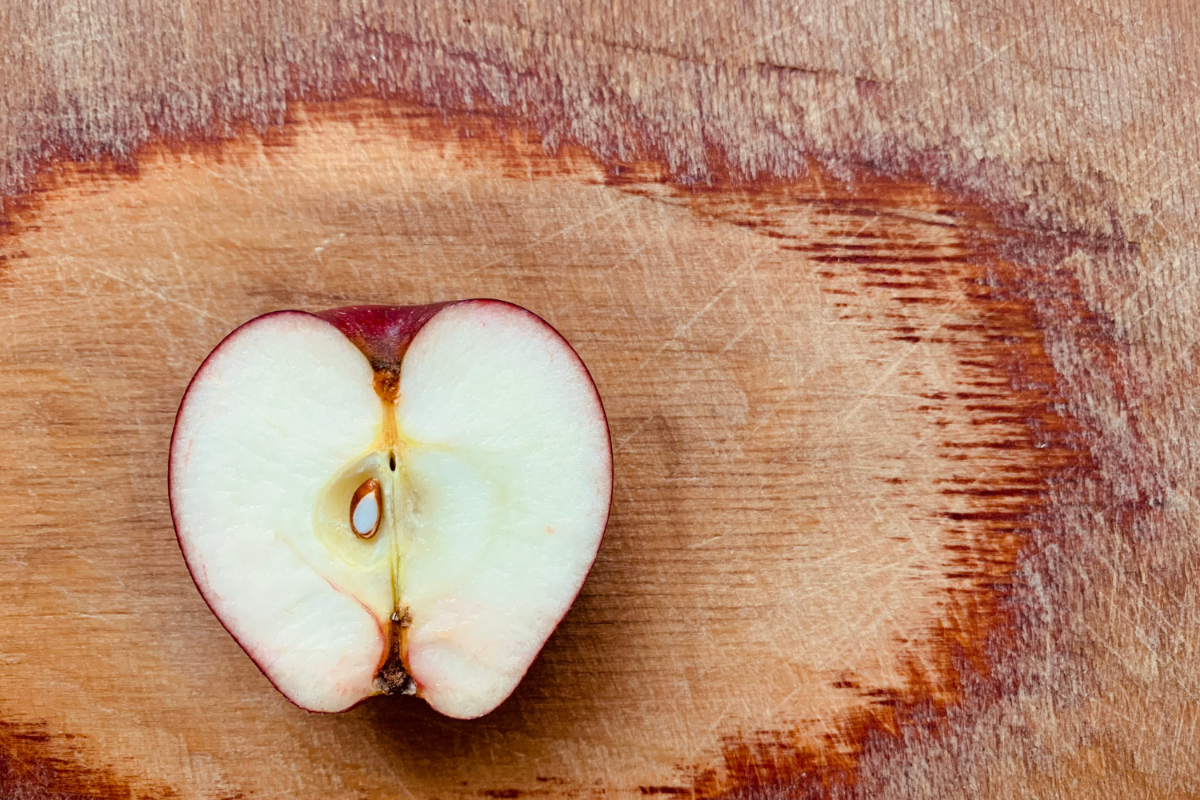 Heart-shaped apple.