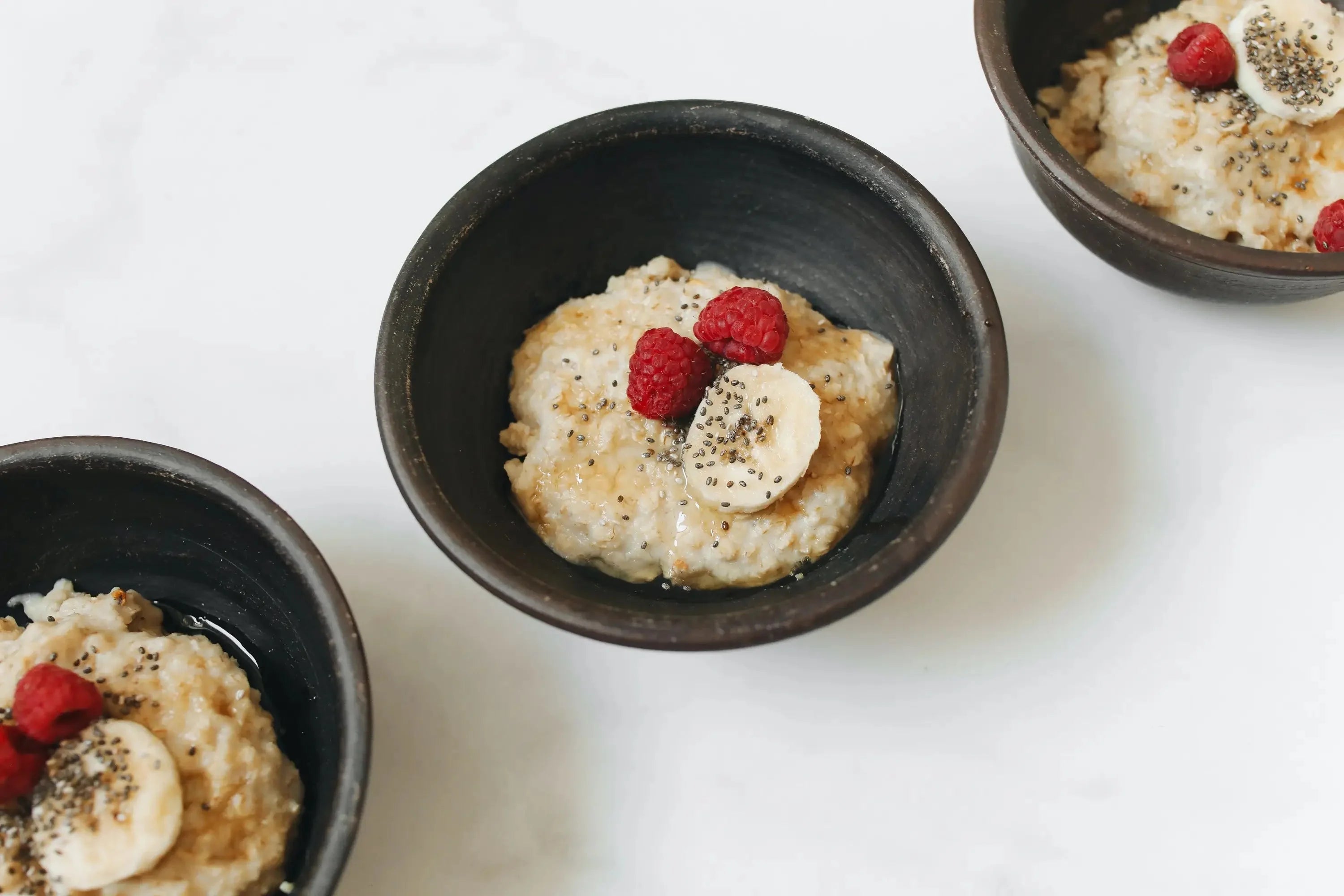 Breakfast oatmeal with berries.