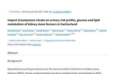 Does Potassium Citrate Affect Metabolism in Kidney Stone Patients?