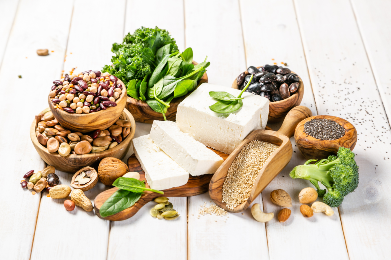 A selection of low-purine protein sources.
