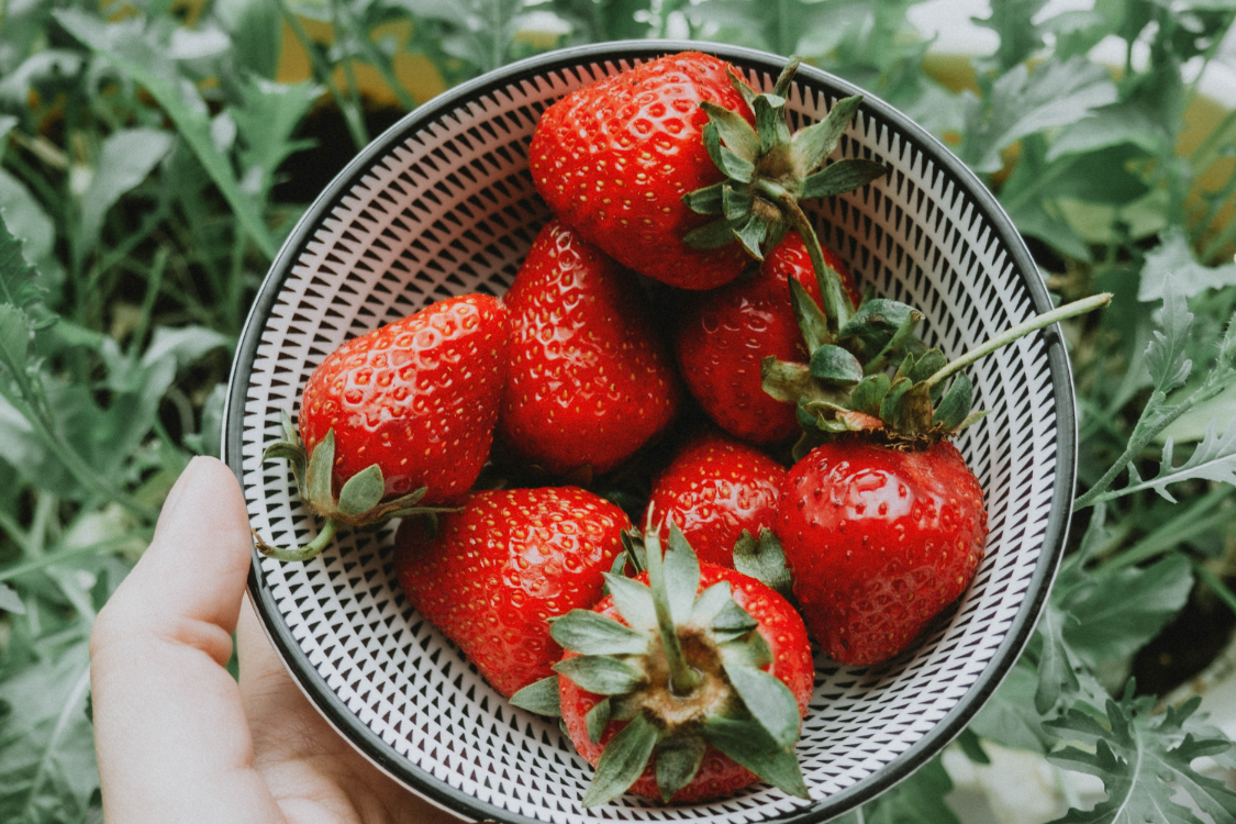 Bowl of strawberries.