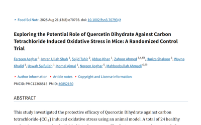 Quercetin Dihydrate And Oxidative Stress: Mouse Study Summary