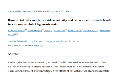 Rosehip Study on Xanthine Oxidase, Serum Urate, and CYP3A4