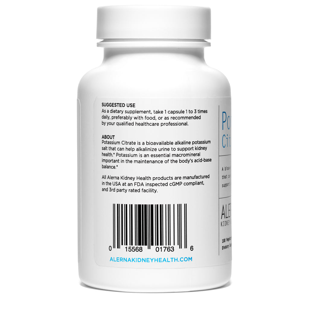 Alerna Kidney Health Potassium Citrate - 100 Caps, USA Made